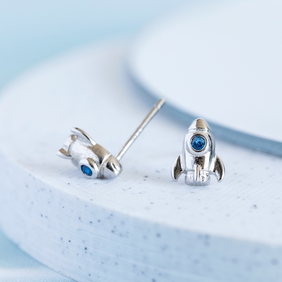 Silver Rocketship Studs (S925) - Only 1 left! - Picture 7 of 8